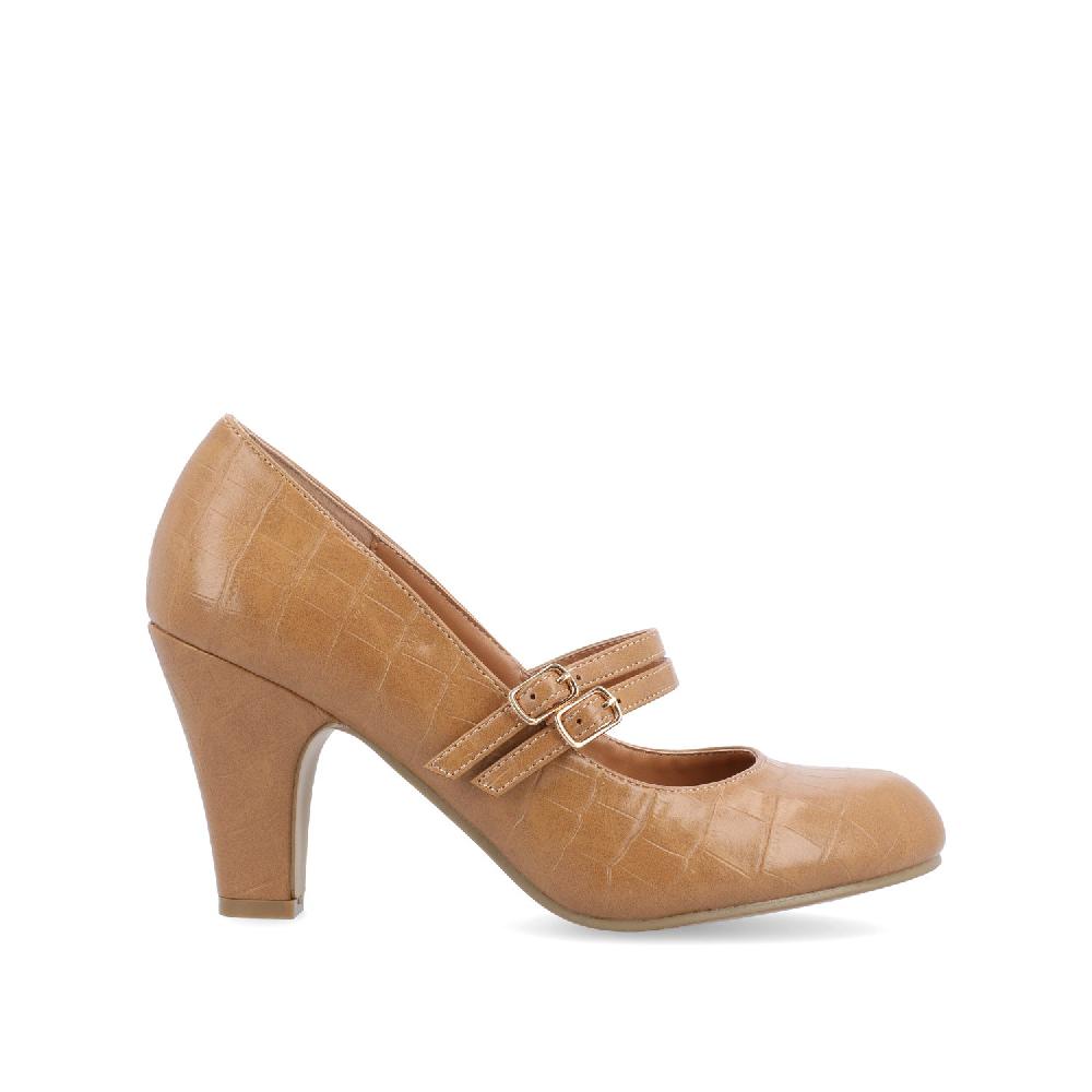 journee collection WINDY STATEMENT MARY JANE PUMP HEELS IN NARROW Tan
