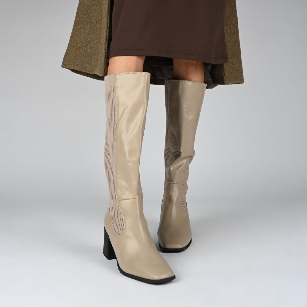 Journee Collection WINNY KNEE HIGH BOOTS IN FAUX LEATHER Taupe