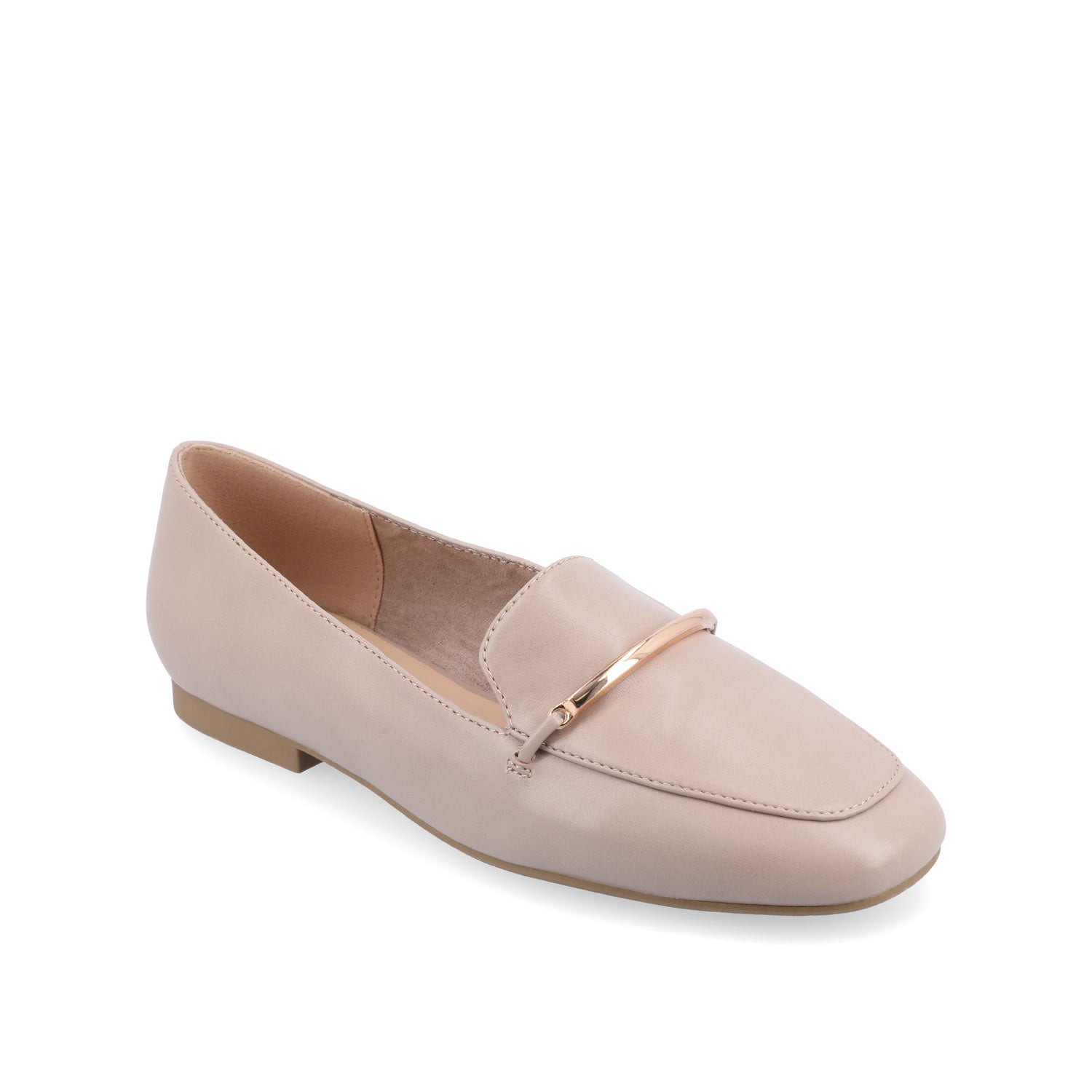 Journee Collection WRENN FAUX LEATHER LOAFER FLATS IN WIDE Taupe PU