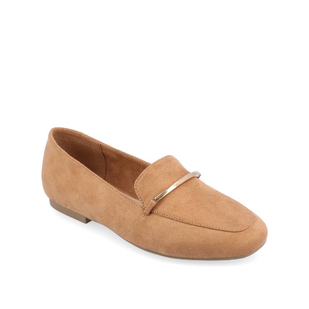 Journee Collection WRENN FAUX SUEDE FLATS IN WIDE Tan Faux Suede