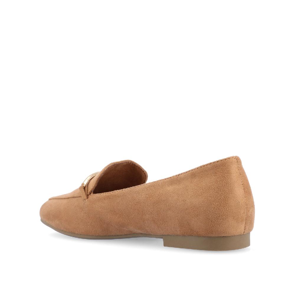 Journee Collection WRENN FAUX SUEDE FLATS IN WIDE Tan Faux Suede