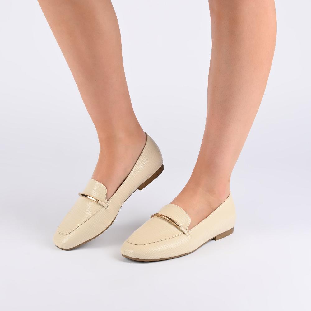 Journee Collection WRENN PRINTED LOAFER FLATS IN WIDE White Lizard
