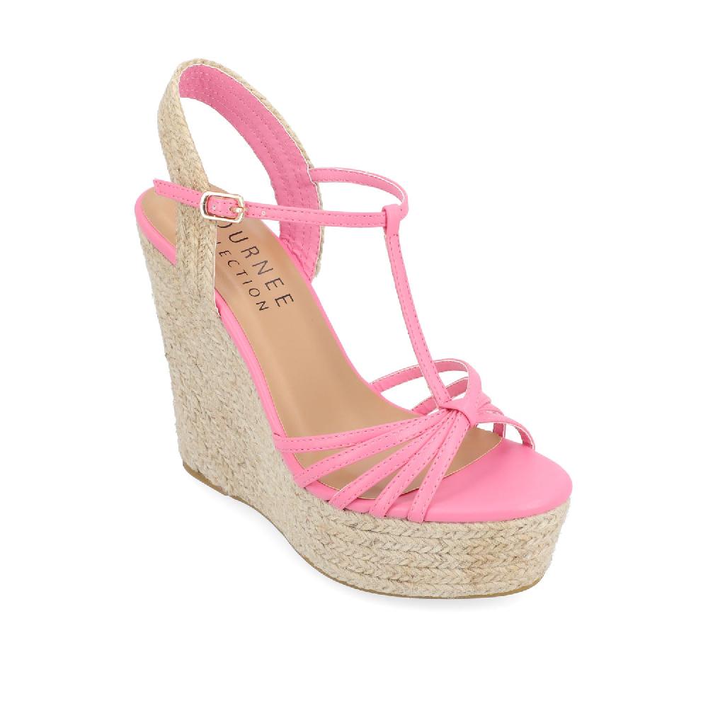 Journee Collection YARA ESPADRILLE WEDGE HEELED SANDALS Pink