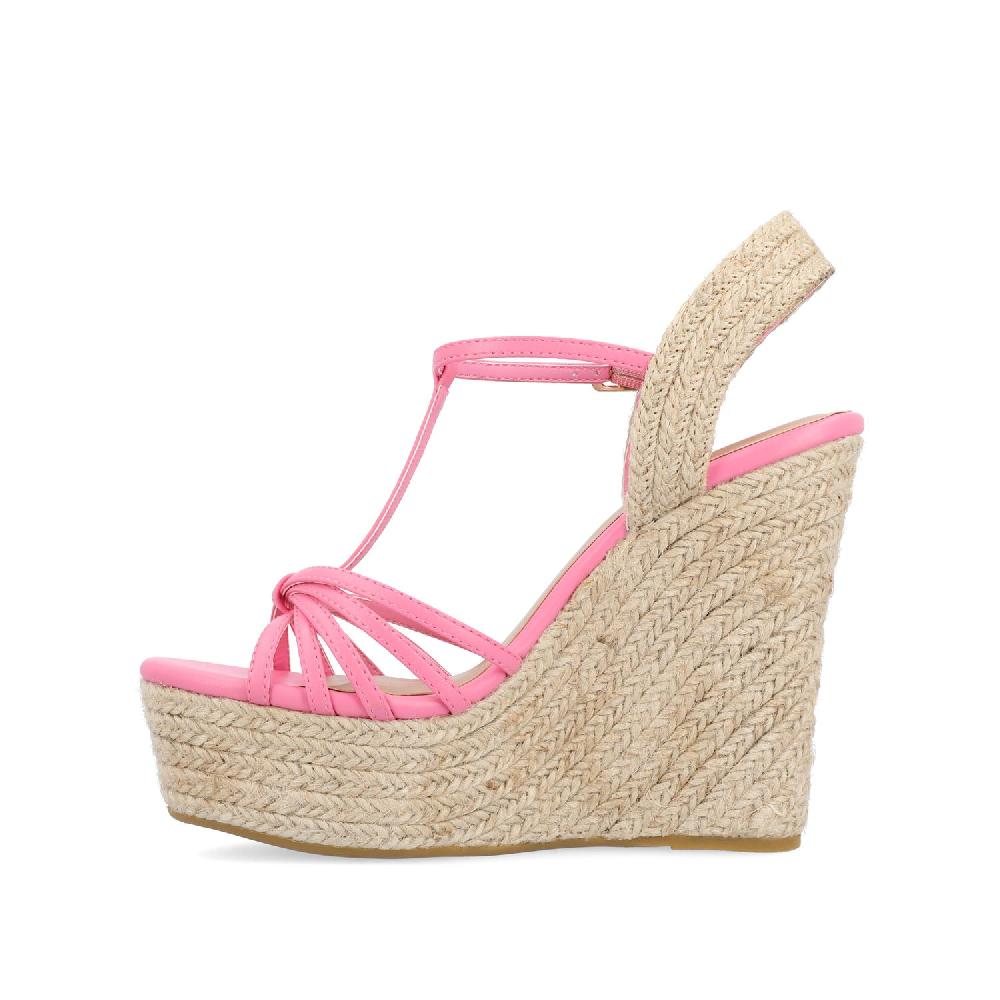 Journee Collection YARA ESPADRILLE WEDGE HEELED SANDALS Pink