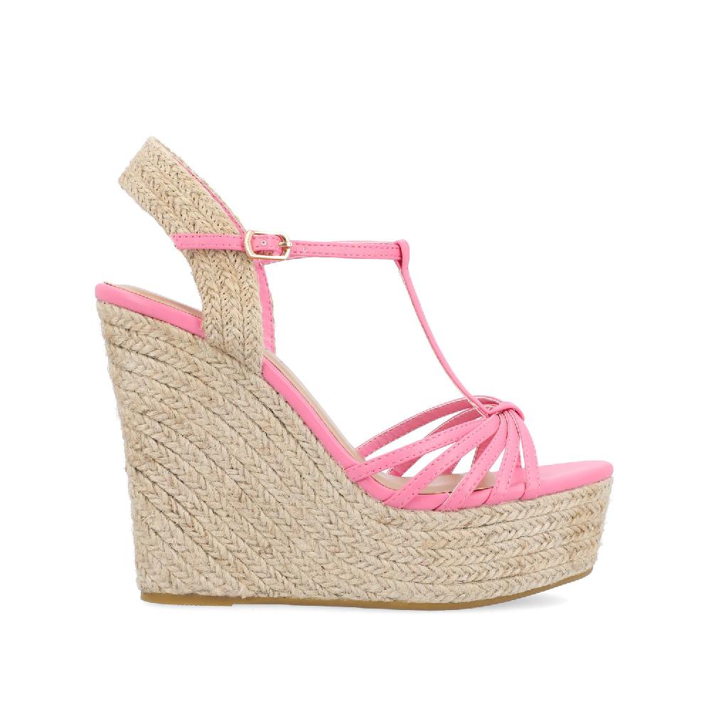 journee collection YARA ESPADRILLE WEDGE HEELED SANDALS Pink