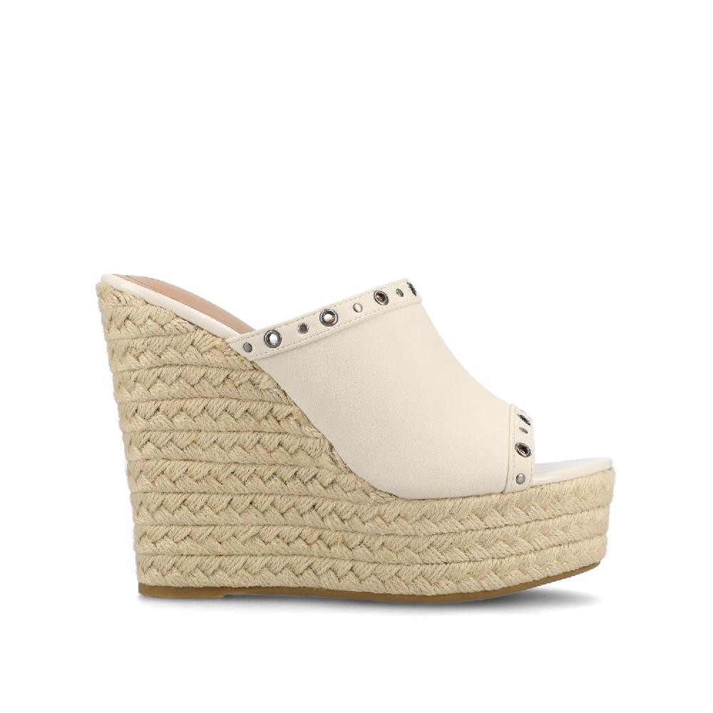 journee collection YARI ESPADRILLE WEDGE SANDALS White