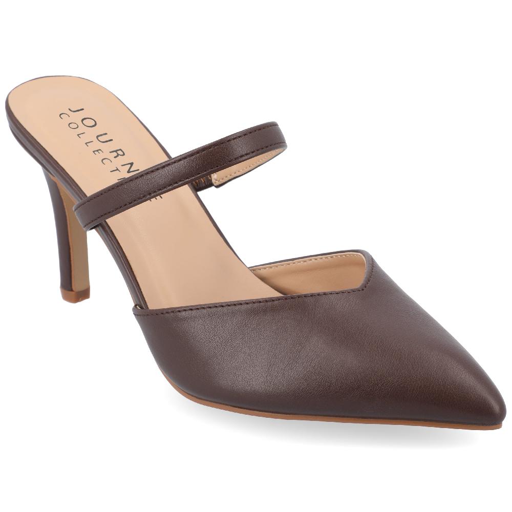 Journee Collection YVON COOL SHADE STILETTO PUMP HEELS IN WIDE Mahogany