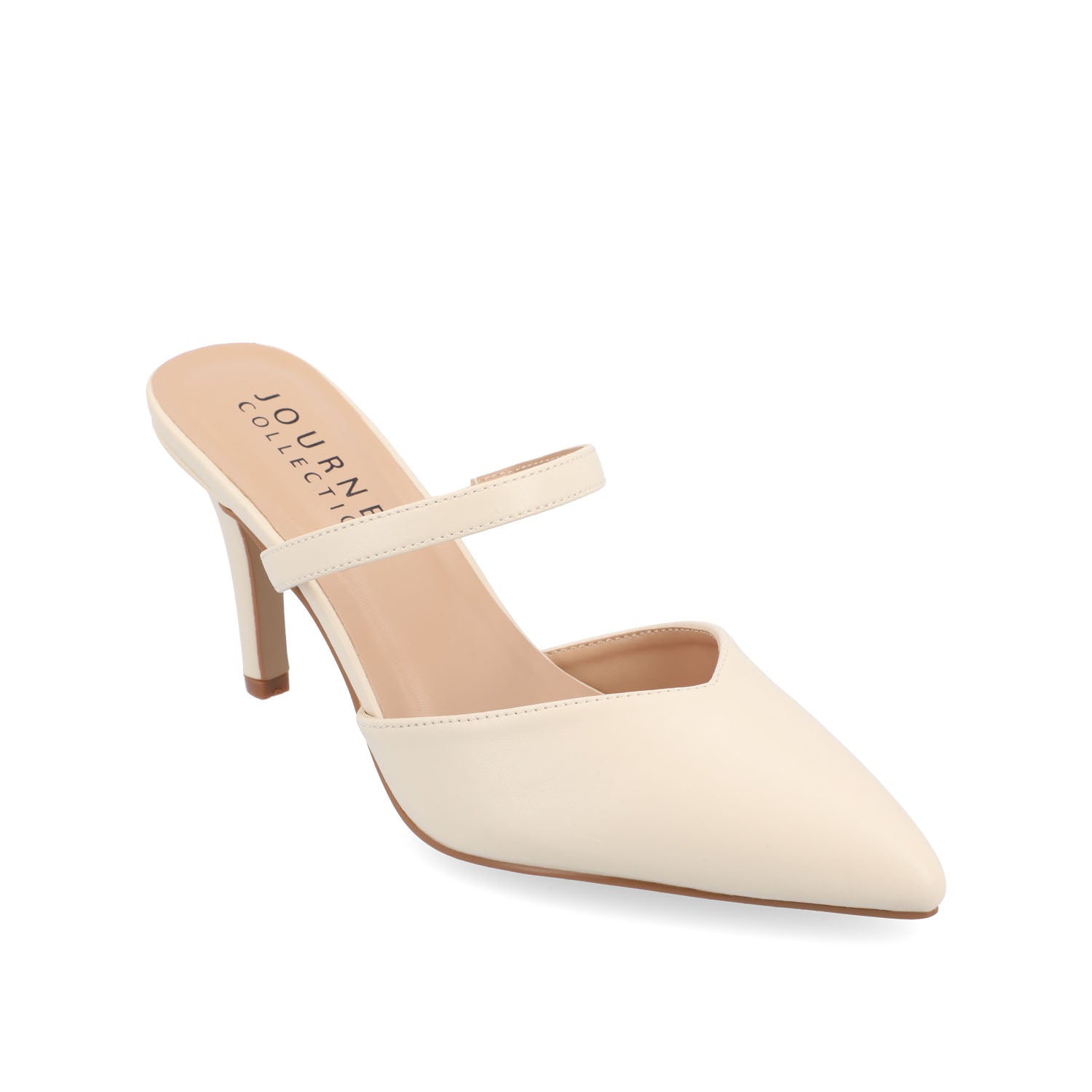 Journee Collection YVON WARM SHADE STILETTO PUMP HEELS IN NARROW Cream