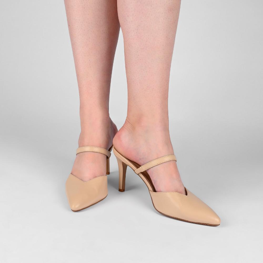 Journee Collection YVON WARM SHADE STILETTO PUMP HEELS IN WIDE Cream