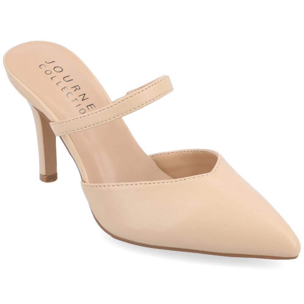 Journee Collection YVON WARM SHADE STILETTO PUMP HEELS IN WIDE Cream