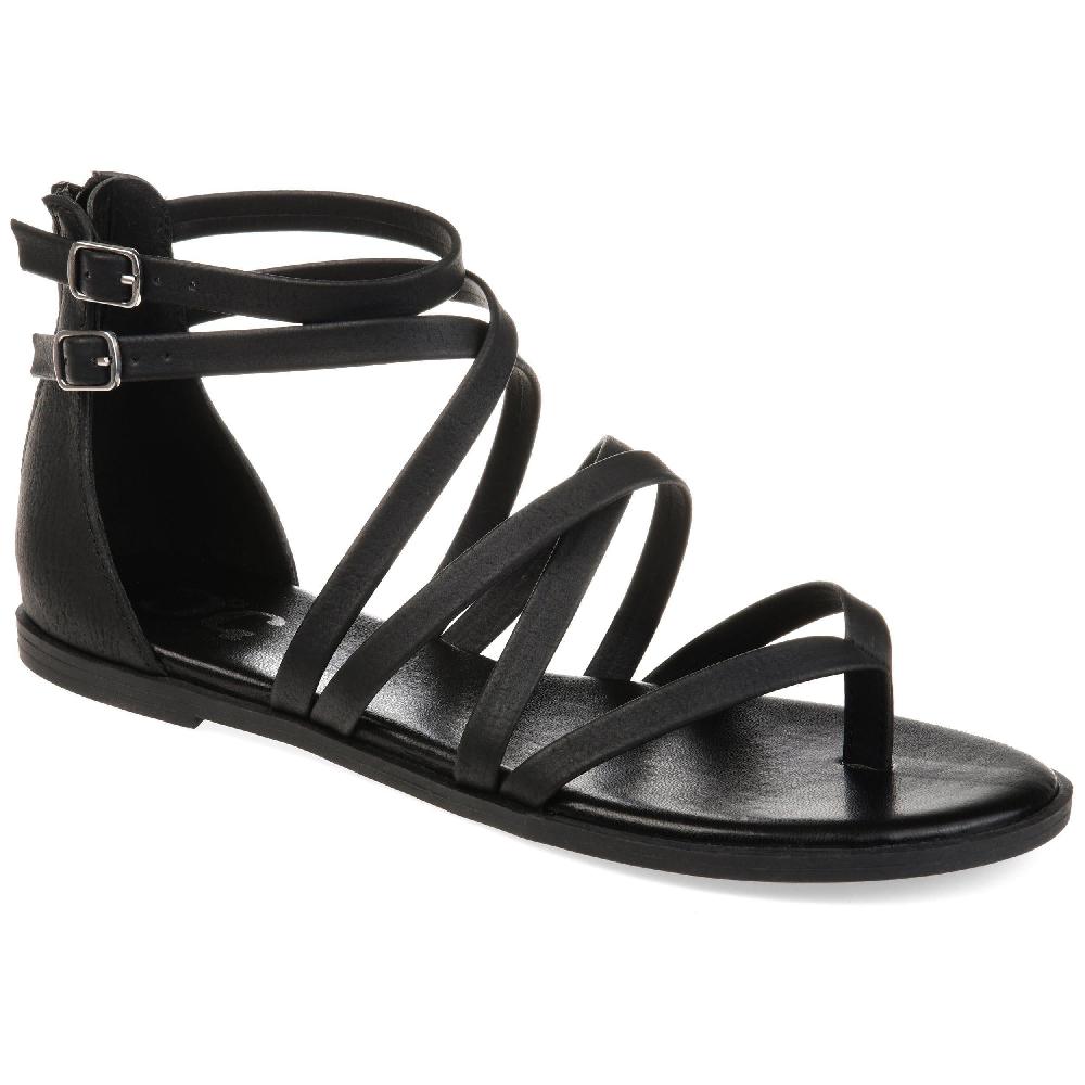 Journee Collection ZAILIE GLADIATOR SANDALS IN FAUX LEATHER Black