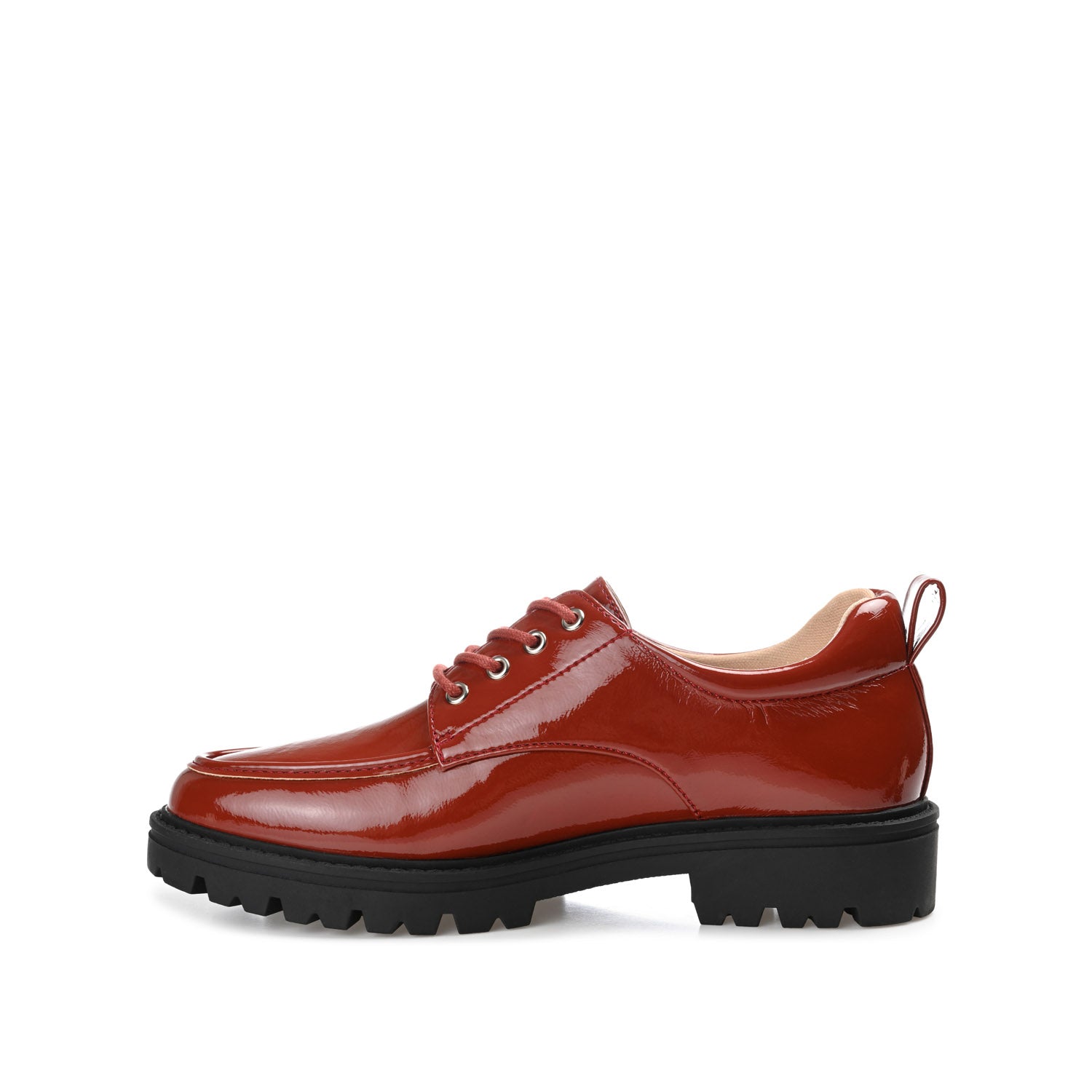 Journee Collection ZINA OXFORD LOAFER FLATS IN PATENT Brick