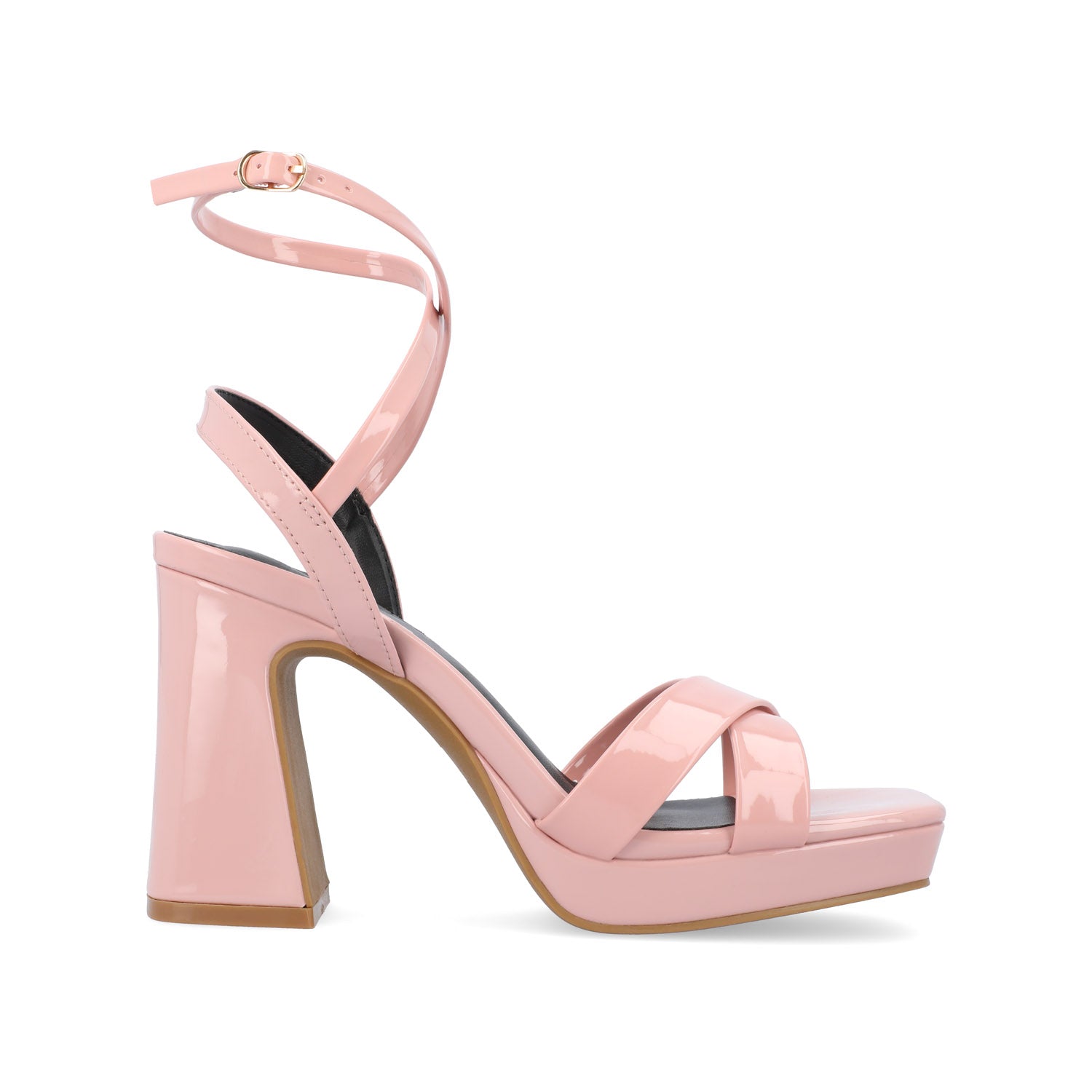 journee collection ZORANA STRAPPY HEELS IN PATENT Blush