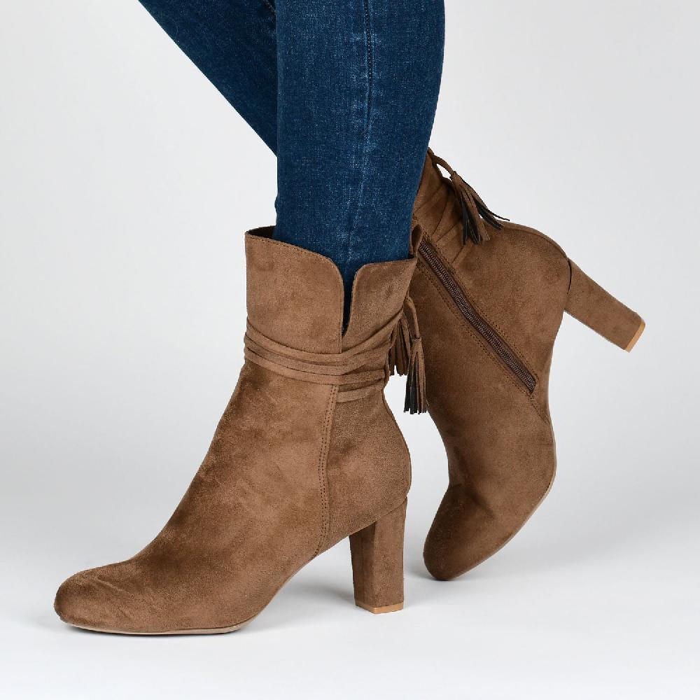 Journee Collection ZURI ZIP-UP BOOTIES IN FAUX SUEDE Black