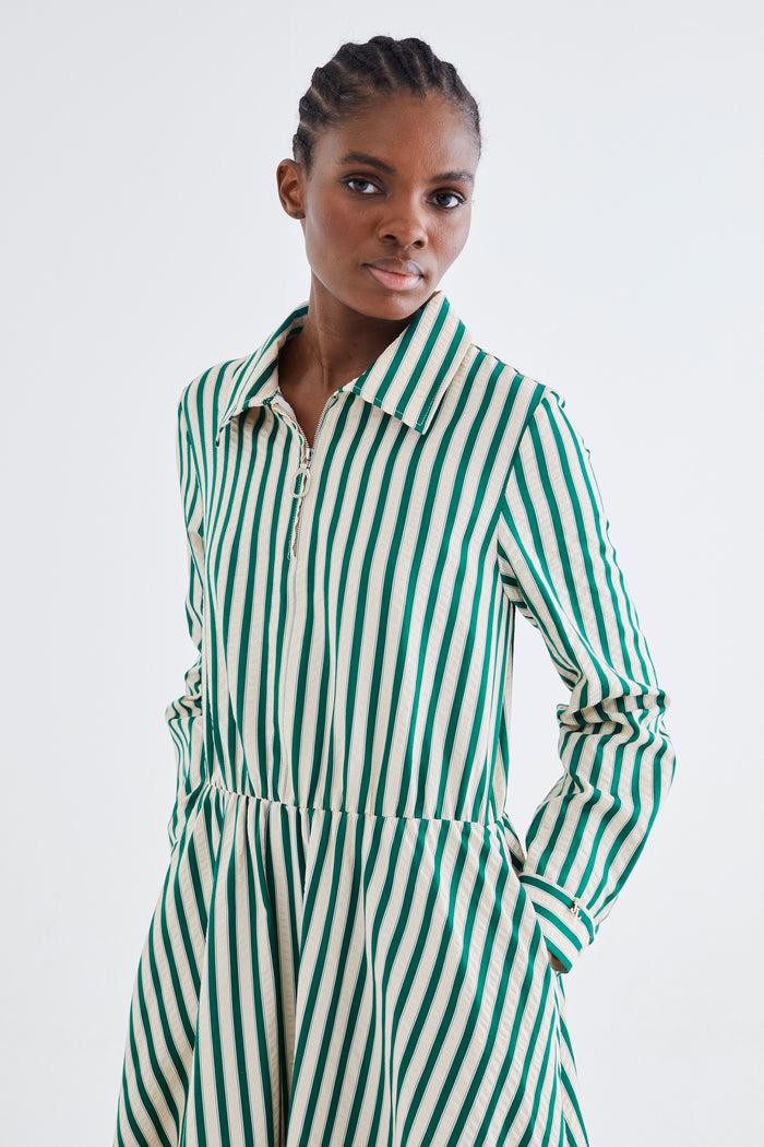 Jovonna London BOTICELLI DRESS GREEN STRIPES