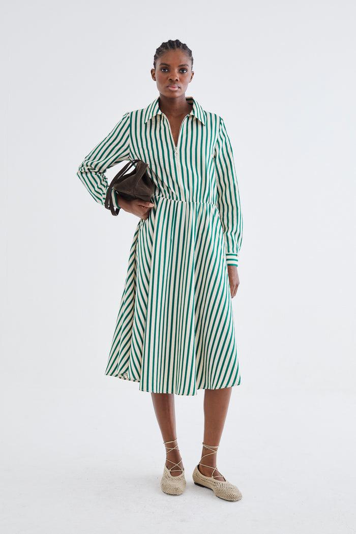 jovonna london BOTICELLI DRESS GREEN STRIPES