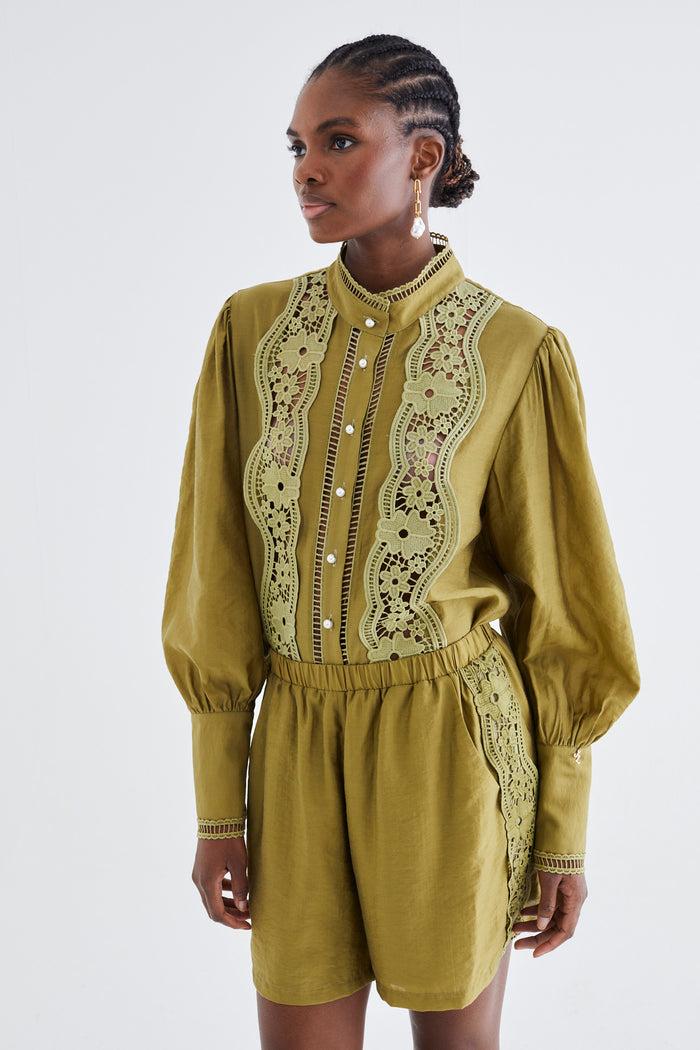 jovonna london MONET BLOUSE OLIVE