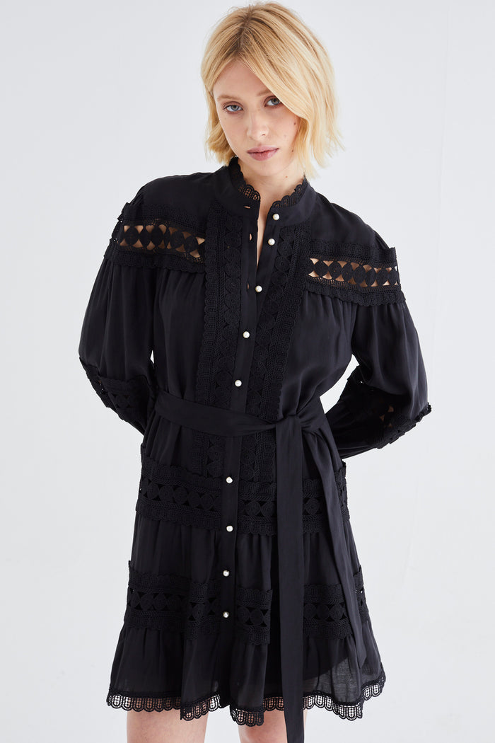 Jovonna London SHERPA DRESS BLACK