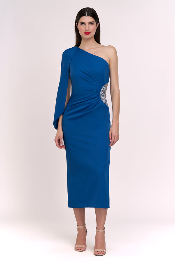 js collections Amelie Cape Sleeve Cocktail French Blue