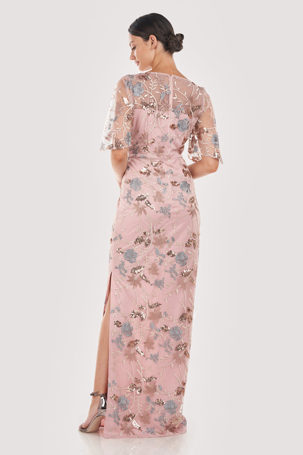 Js Collections Daphne Flutter Column Gown Blush Multi