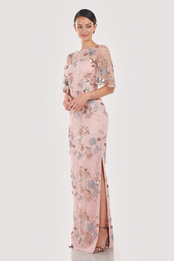 Js Collections Daphne Flutter Column Gown Blush Multi