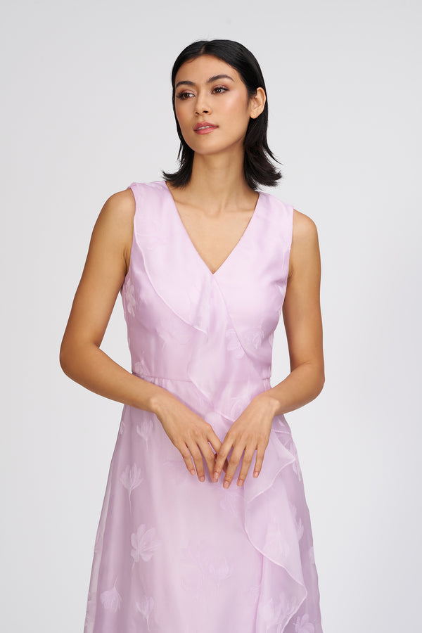 Js Collections Geneva Cascade Tea Length Dress Pale Lilac