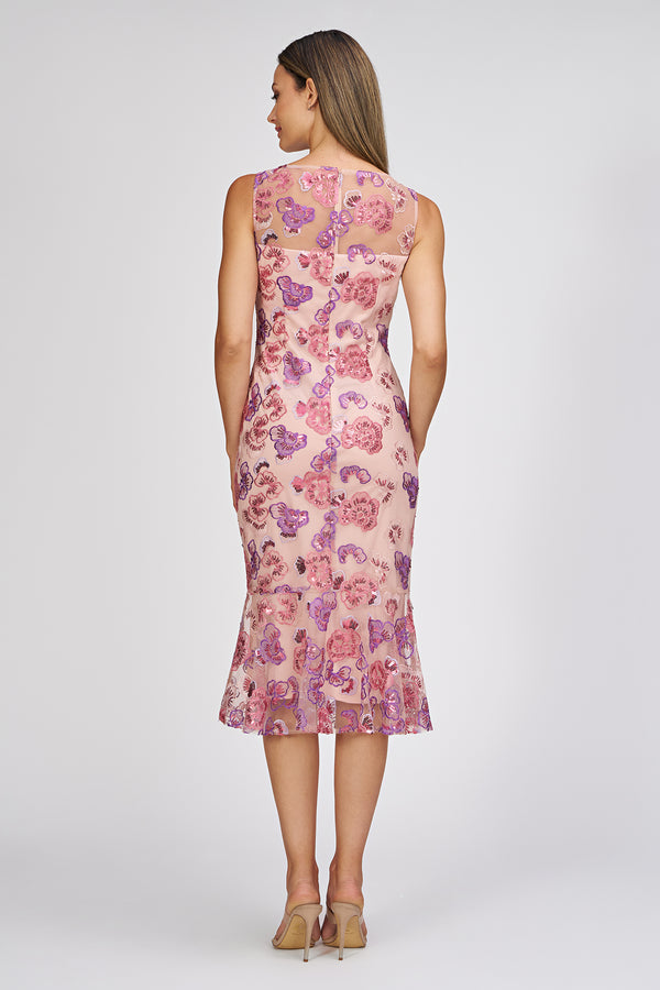 Js Collections Greer Flounce Cocktail Dress Pink Multi