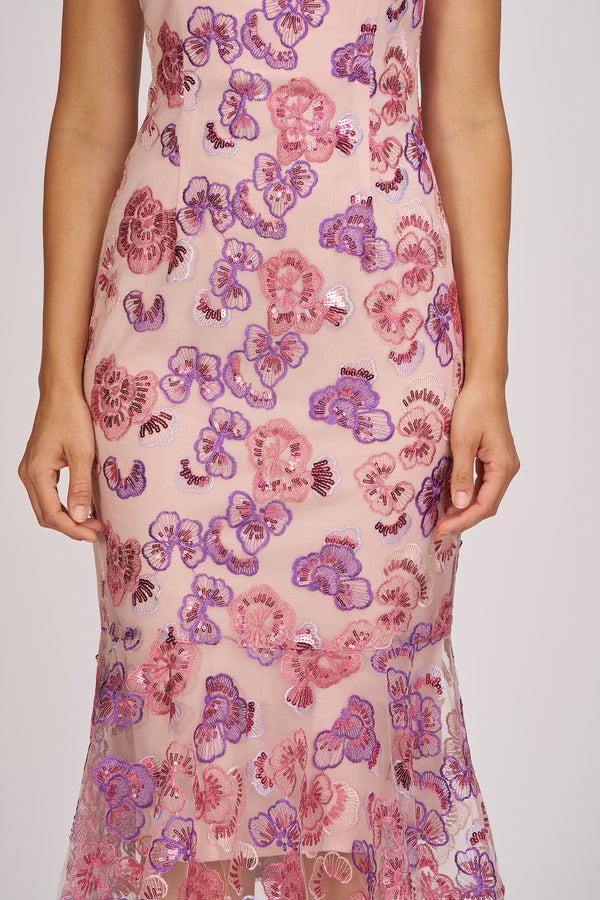 Js Collections Greer Flounce Cocktail Dress Pink Multi