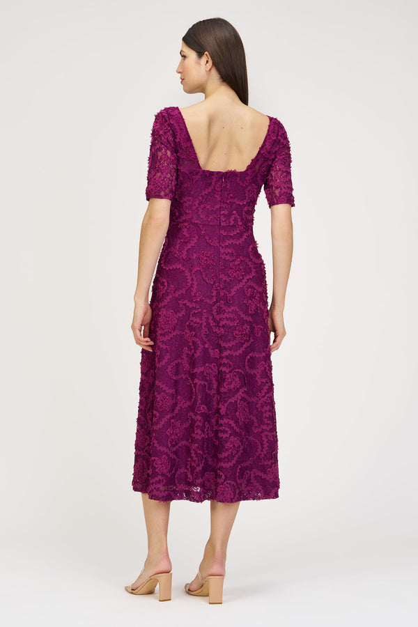 Js Collections Jenni Lace Tea Length Dress Plum Caspia