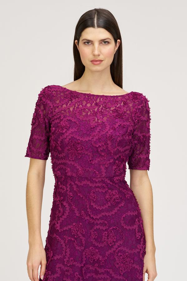 Js Collections Jenni Lace Tea Length Dress Plum Caspia