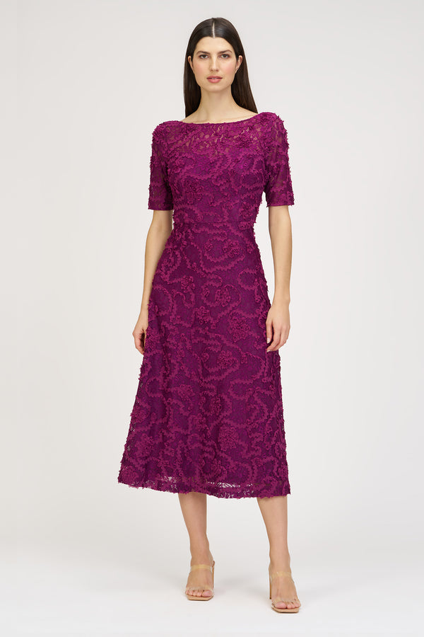 js collections Jenni Lace Tea Length Dress Plum Caspia