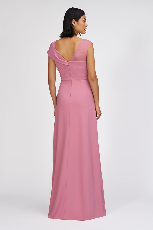 Js Collections Jordyn Asymmetric A-Line Gown Deep Blush