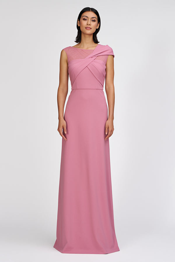 js collections Jordyn Asymmetric A-Line Gown Deep Blush