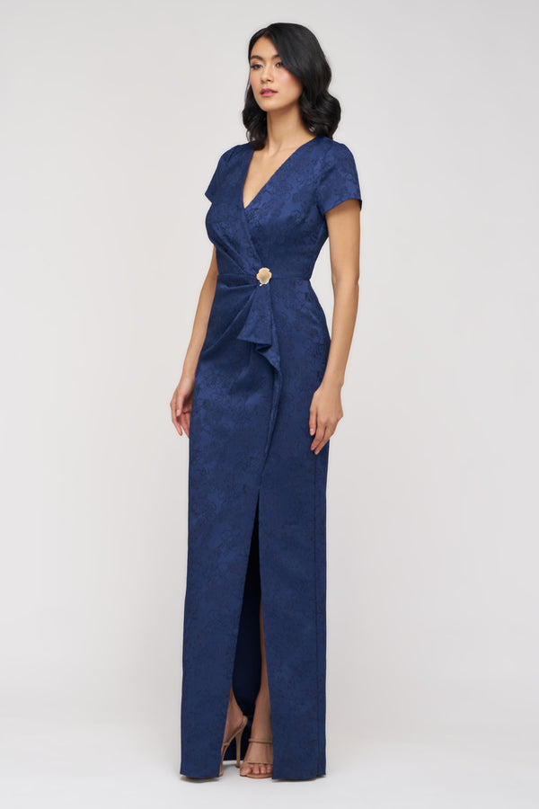 Js Collections Aidy Faux Wrap Gown Navy