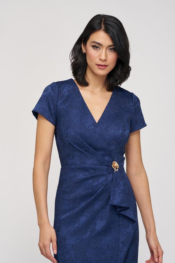 Js Collections Aidy Faux Wrap Gown Navy