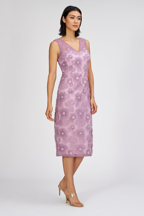Js Collections Autumn V-Neck Cocktail Pale Lilac