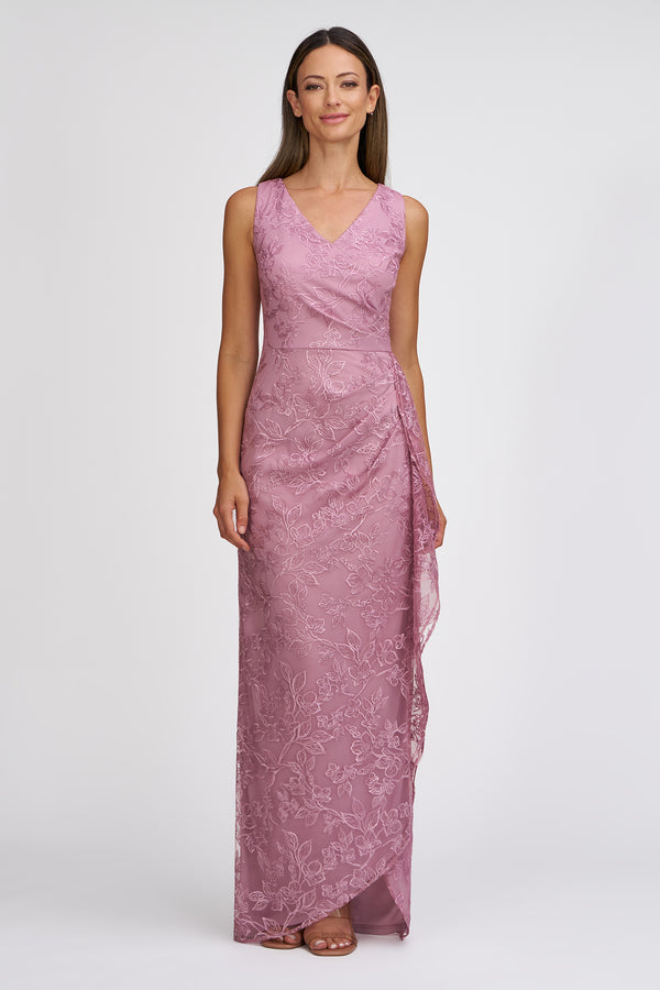js collections Blakely Cascade Gown DARK BLUSH
