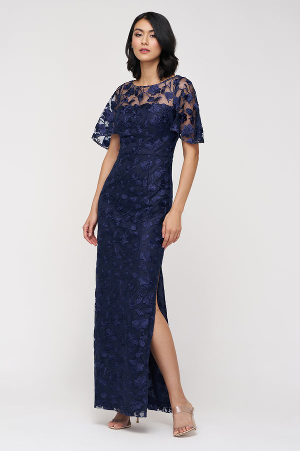Js Collections Brooke Column Gown Navy
