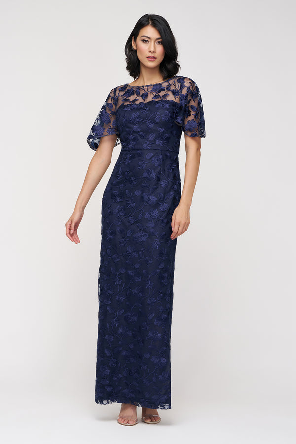 js collections Brooke Column Gown Navy