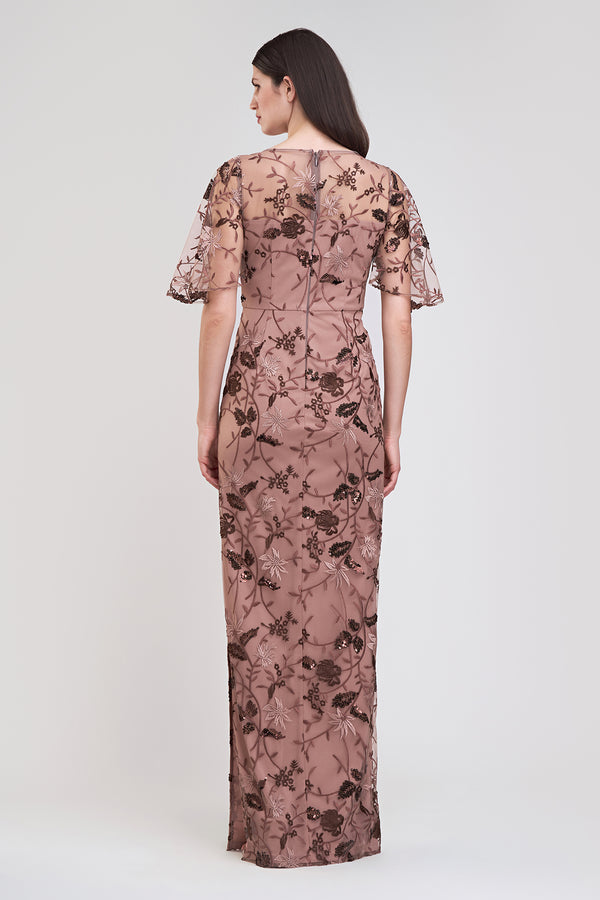 Js Collections Daphne Flutter Column Gown Mocha