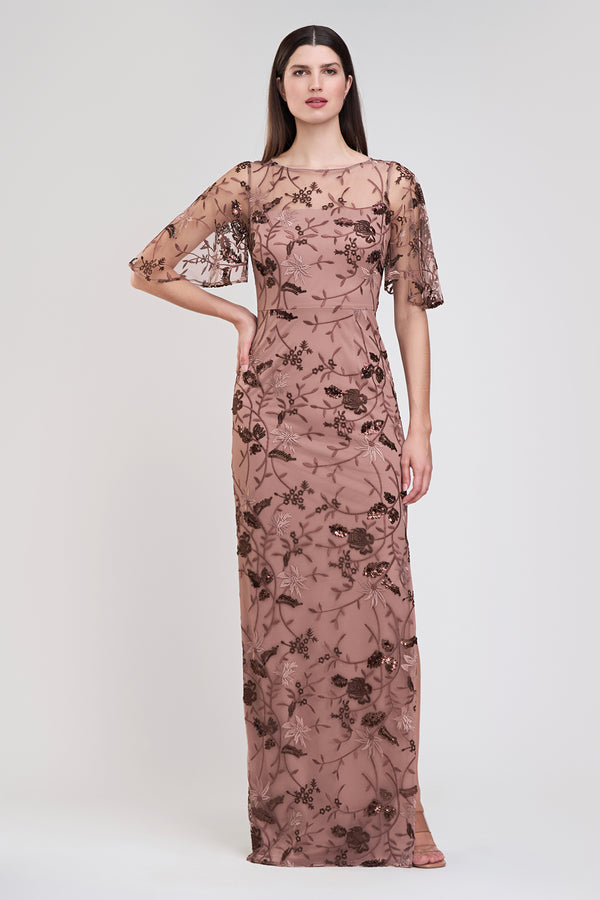 js collections Daphne Flutter Column Gown Mocha