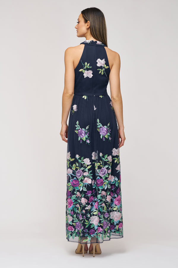 Js Collections Dassie Halter Gown Navy Multi
