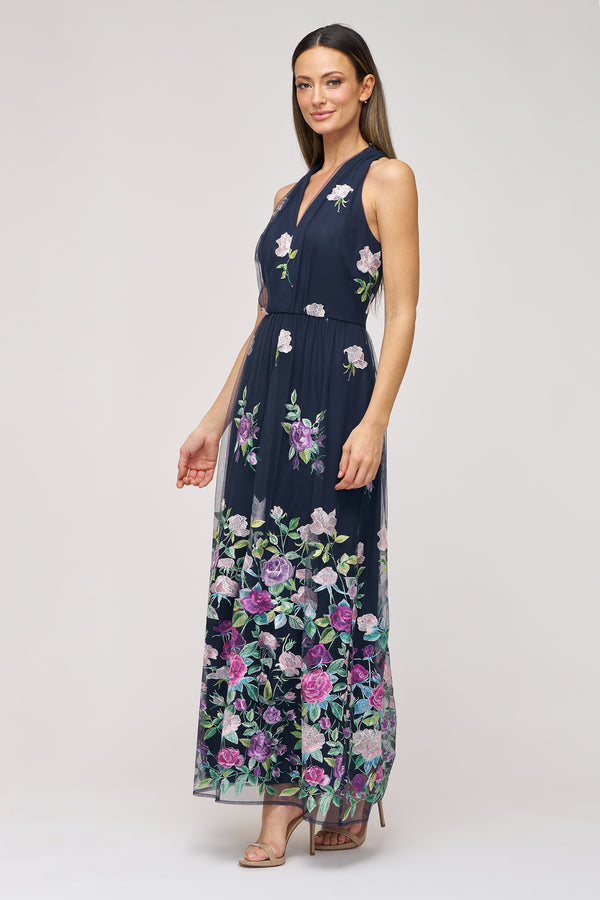 Js Collections Dassie Halter Gown Navy Multi