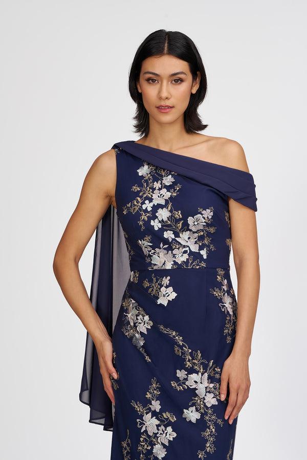 Js Collections Elisa Scarf Ankle Gown Navy