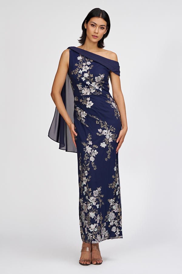 js collections Elisa Scarf Ankle Gown Navy