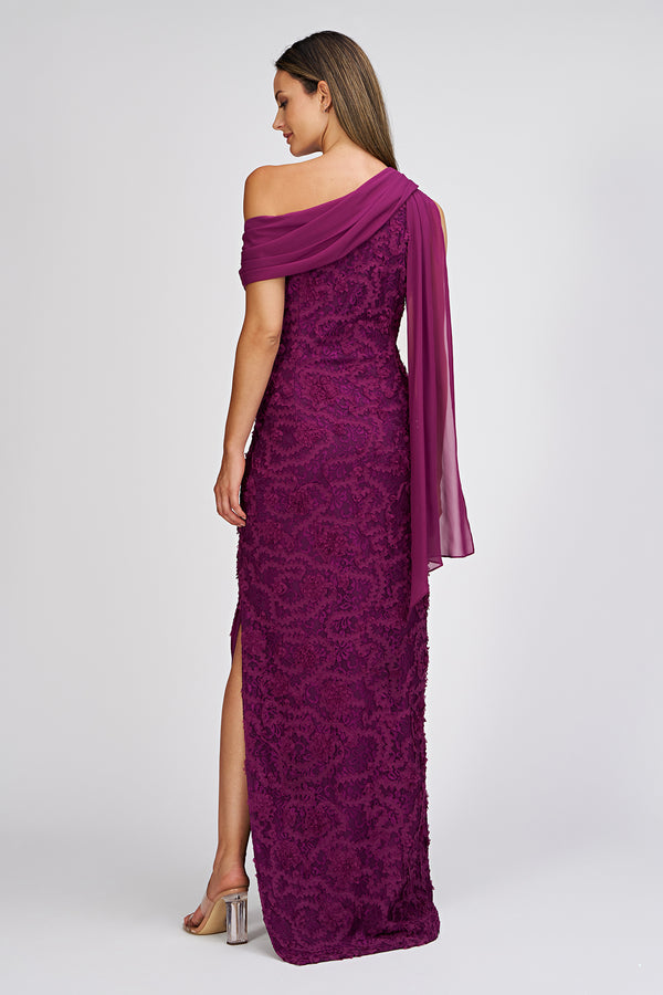 Js Collections Elodie Neck Drape Gown Plum Caspia