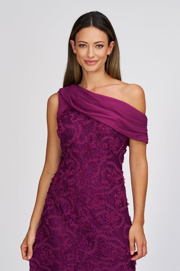 Js Collections Elodie Neck Drape Gown Plum Caspia