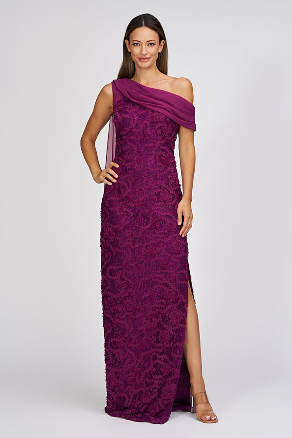 js collections Elodie Neck Drape Gown Plum Caspia