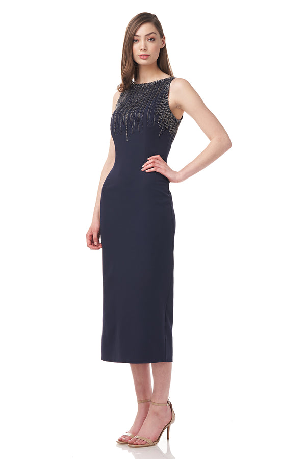 Js Collections Elsa Boat Neck Tea Length Dress