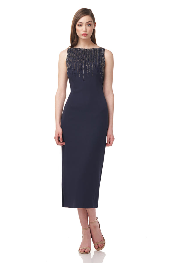 js collections Elsa Boat Neck Tea Length Dress